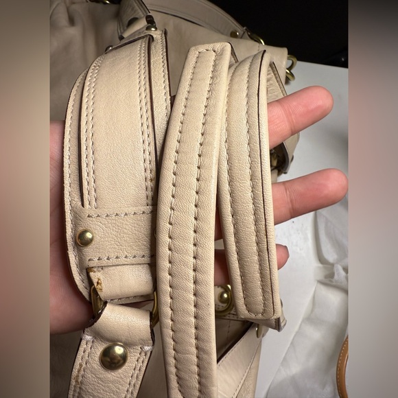 Coach Ashley Leather Carryall Shoulder Bag Beige Cream - Picture 6 of 10